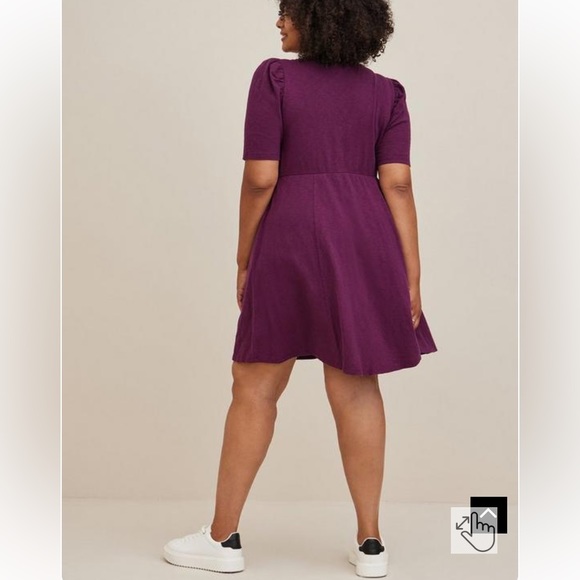 NWT Torrid Mini Slub Puff Sleeve Skater Dress - size 00 - Picture 4 of 13